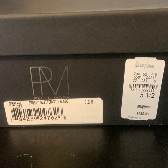 NIB Pelle Moda Ansel Frosty Glitter/Kid Suede Heels Sandals - Picture 9 of 10